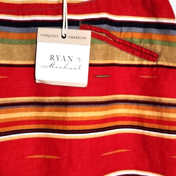 NEW Ryan Michael Aztec Navajo Blanket Linen Blend Striped Skirt Size 10 - Picture 2 of 9